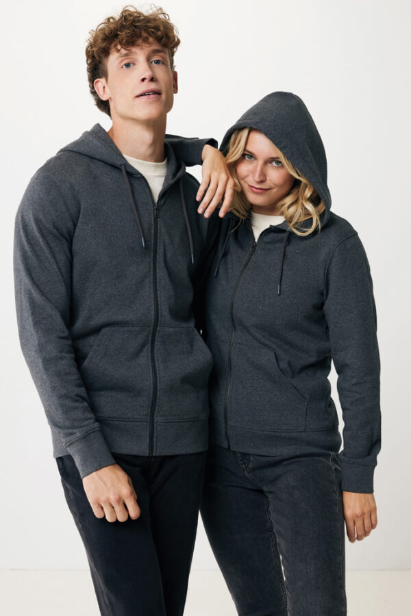 Iqoniq Abisko recycled cotton zip through hoodie - Heather Anthracite