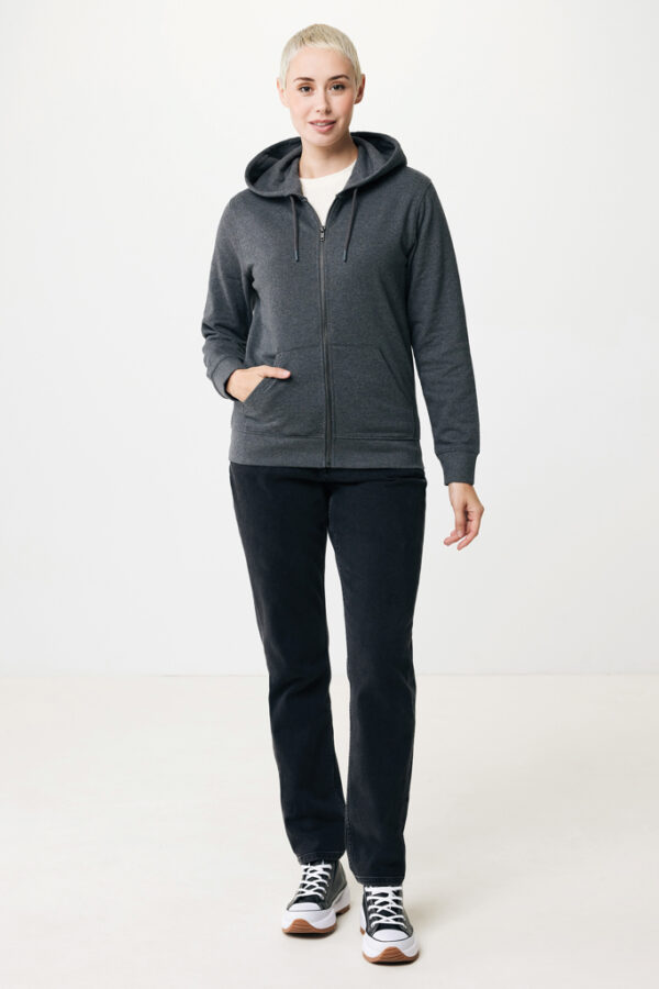 Iqoniq Abisko recycled cotton zip through hoodie - Heather Anthracite