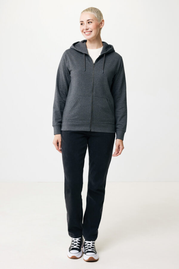 Iqoniq Abisko recycled cotton zip through hoodie - Heather Anthracite