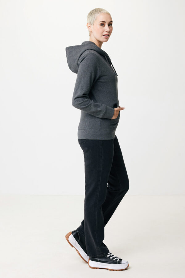 Iqoniq Abisko recycled cotton zip through hoodie - Heather Anthracite