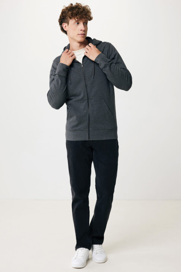 Iqoniq Abisko recycled cotton zip through hoodie - Heather Anthracite