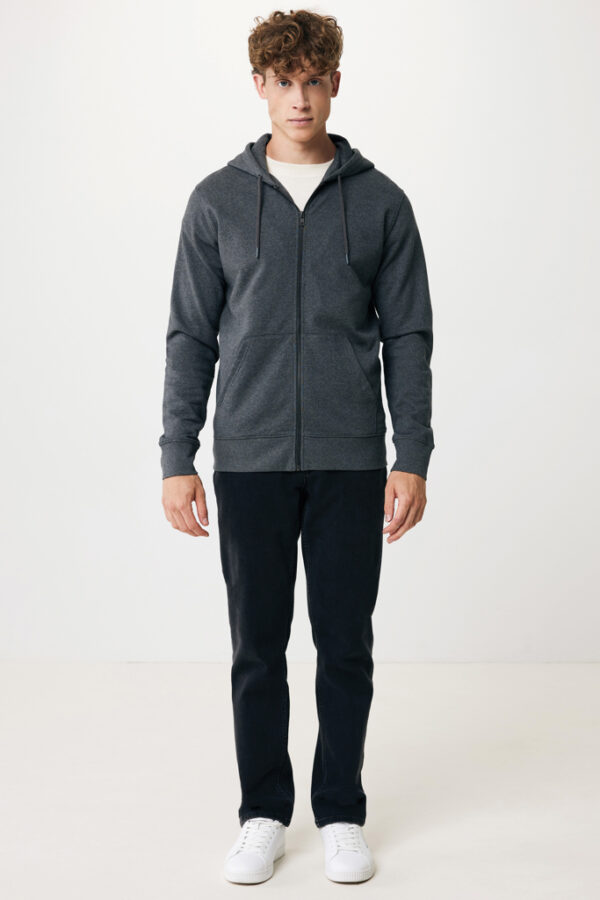 Iqoniq Abisko recycled cotton zip through hoodie - Heather Anthracite