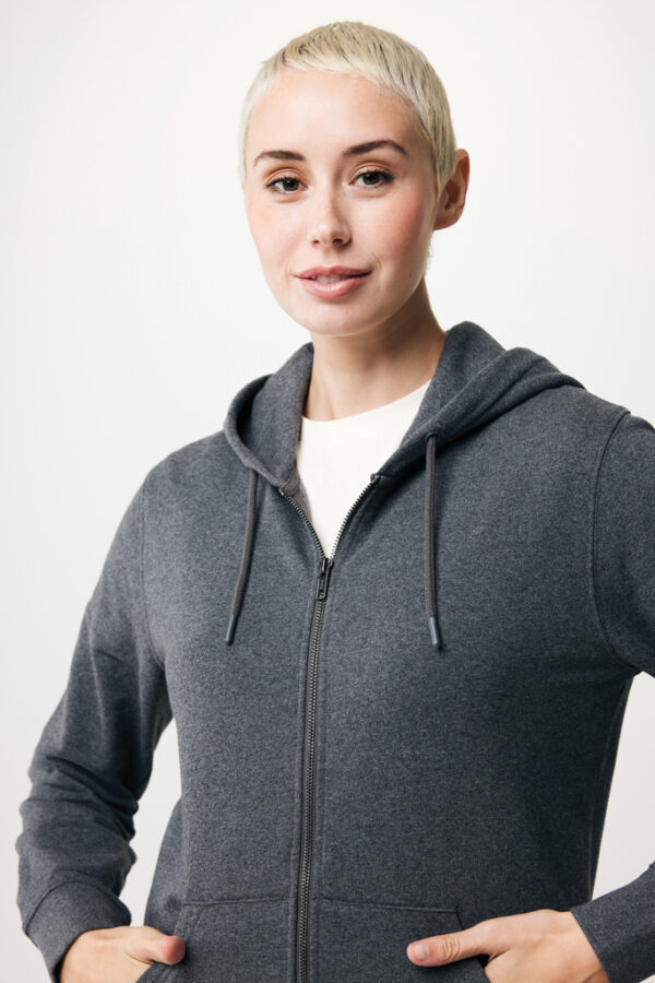 Iqoniq Abisko recycled cotton zip through hoodie - Heather Anthracite