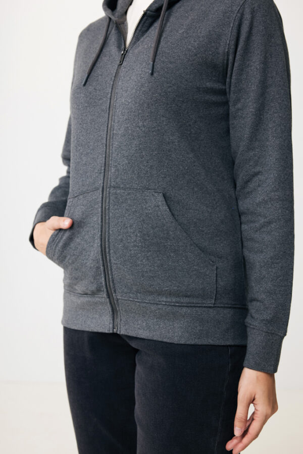 Iqoniq Abisko recycled cotton zip through hoodie - Heather Anthracite