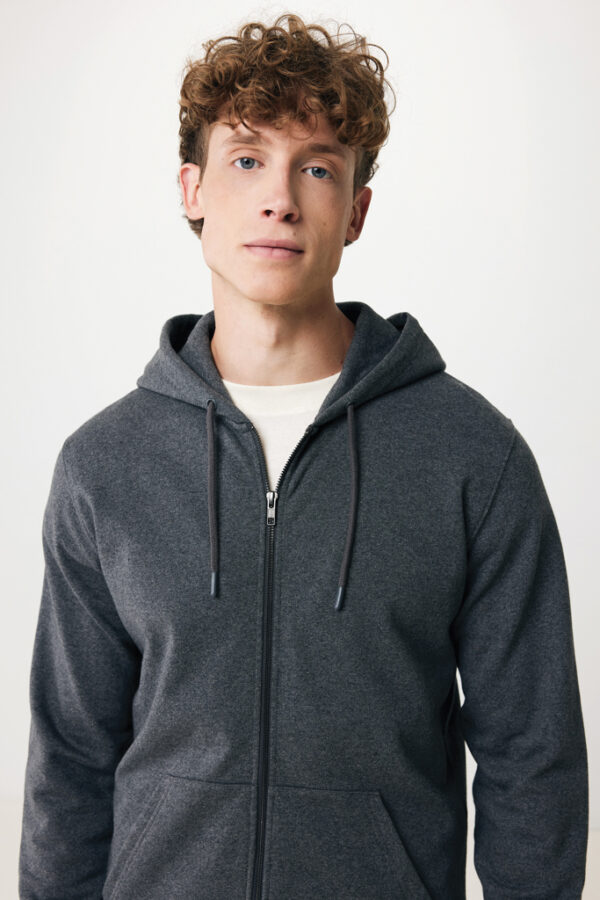 Iqoniq Abisko recycled cotton zip through hoodie - Heather Anthracite