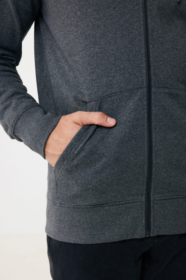 Iqoniq Abisko recycled cotton zip through hoodie - Heather Anthracite