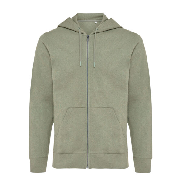 Iqoniq Abisko recycled cotton zip through hoodie - Heather Green