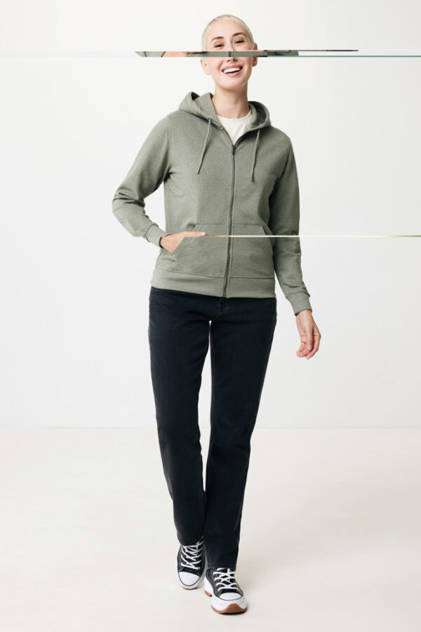 Iqoniq Abisko recycled cotton zip through hoodie - Heather Green