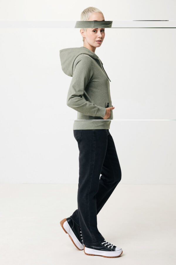 Iqoniq Abisko recycled cotton zip through hoodie - Heather Green