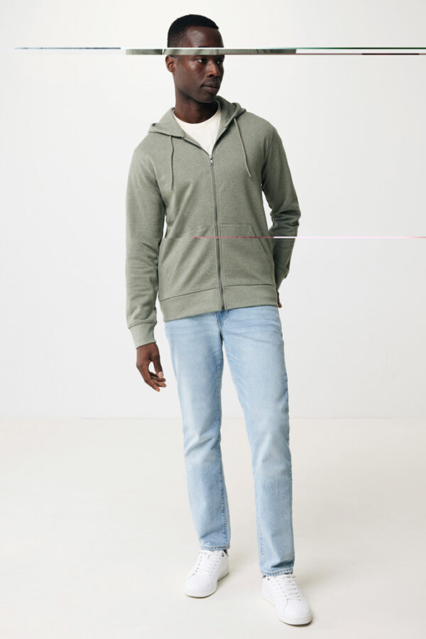 Iqoniq Abisko recycled cotton zip through hoodie - Heather Green