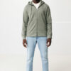 Iqoniq Abisko recycled cotton zip through hoodie - Heather Green