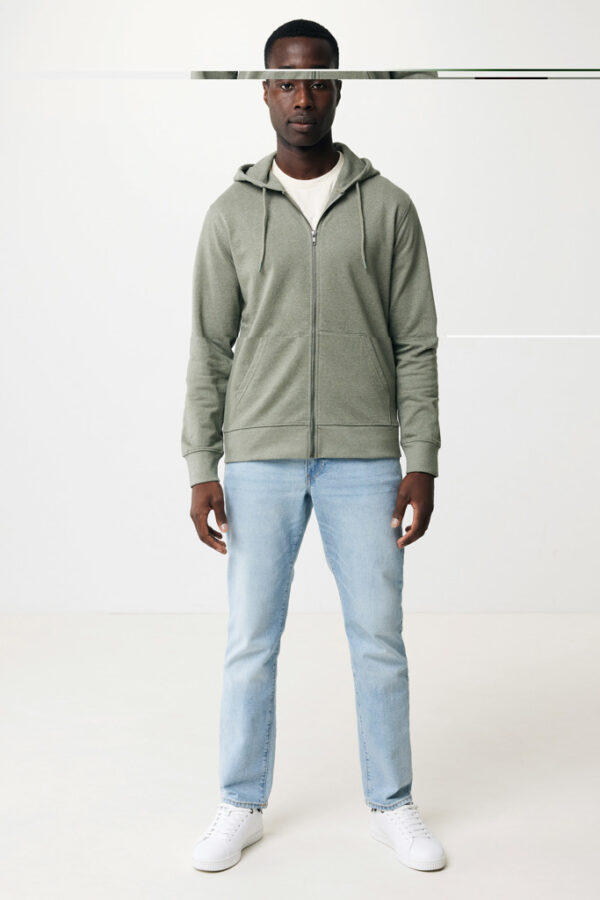 Iqoniq Abisko recycled cotton zip through hoodie - Heather Green