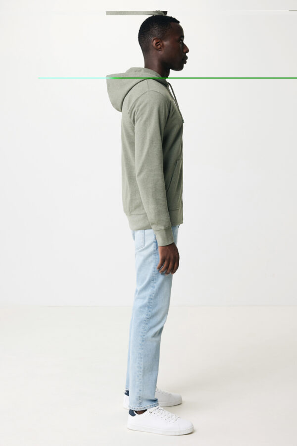 Iqoniq Abisko recycled cotton zip through hoodie - Heather Green