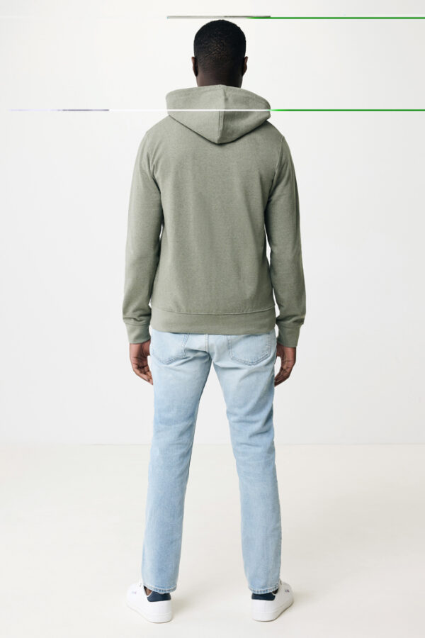 Iqoniq Abisko recycled cotton zip through hoodie - Heather Green