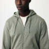 Iqoniq Abisko recycled cotton zip through hoodie - Heather Green