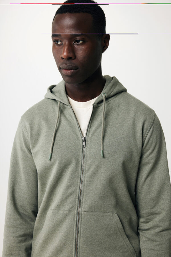 Iqoniq Abisko recycled cotton zip through hoodie - Heather Green