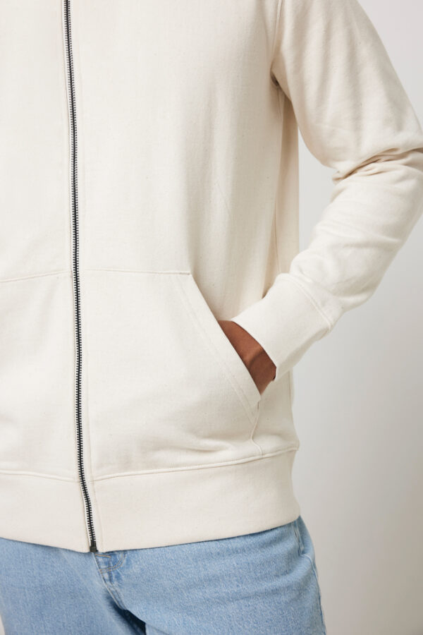 Iqoniq Abisko recycled cotton zip through hoodie - Natural Raw