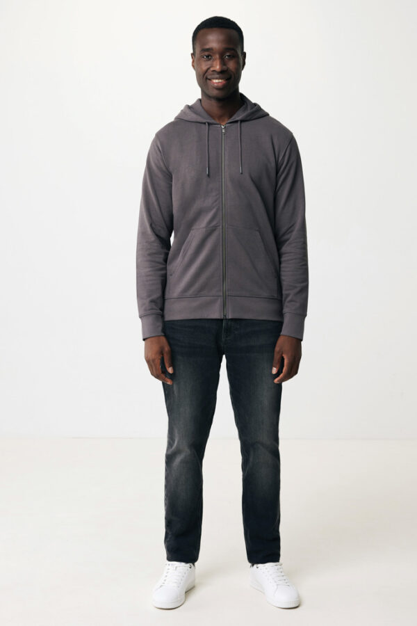 Iqoniq Abisko recycled cotton zip through hoodie - Anthracite