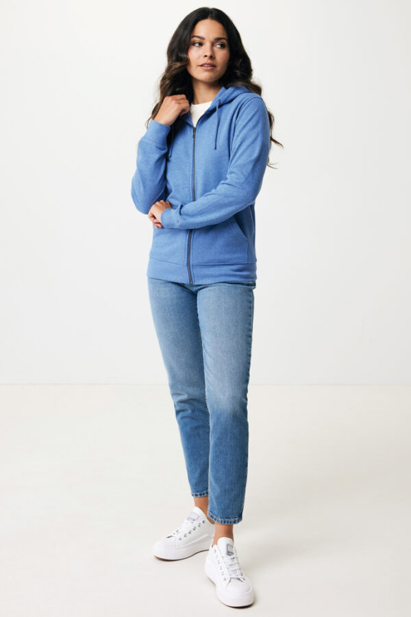 Iqoniq Abisko recycled cotton zip through hoodie - Heather Blue