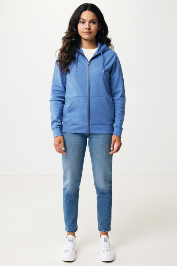 Iqoniq Abisko recycled cotton zip through hoodie - Heather Blue