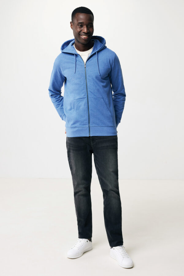 Iqoniq Abisko recycled cotton zip through hoodie - Heather Blue