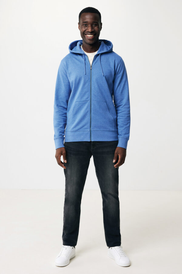 Iqoniq Abisko recycled cotton zip through hoodie - Heather Blue