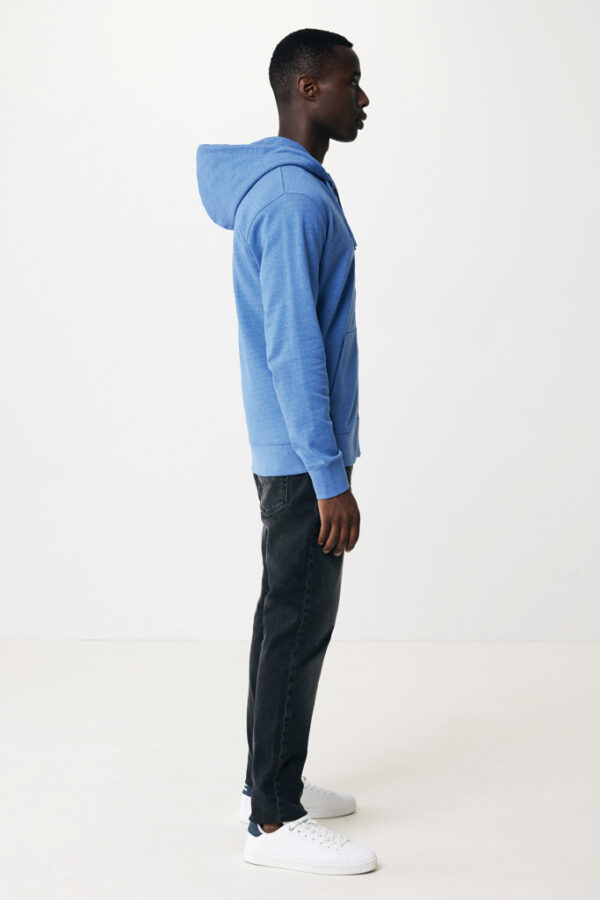 Iqoniq Abisko recycled cotton zip through hoodie - Heather Blue