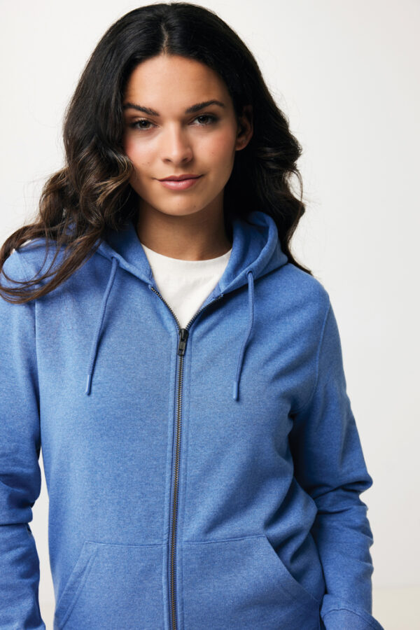 Iqoniq Abisko recycled cotton zip through hoodie - Heather Blue