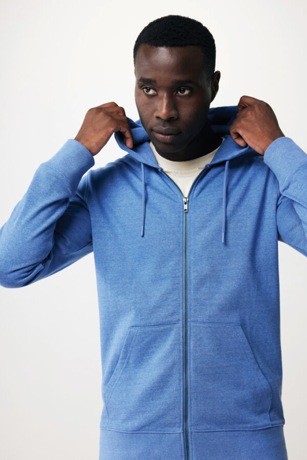 Iqoniq Abisko recycled cotton zip through hoodie - Heather Blue