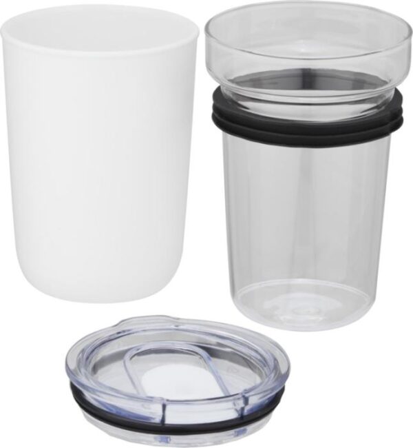 Glass Tumbler with Recycled Plastic Outer Wall - Heather Green Ice Blue Black Grey White  - Express Range, Travel Cups