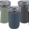 Glass Tumbler with Recycled Plastic Outer Wall - Heather Green Ice Blue Black Grey White  - Express Range, Travel Cups