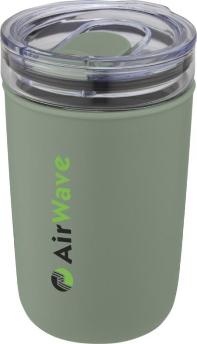 Glass Tumbler with Recycled Plastic Outer Wall - Heather Green Ice Blue Black Grey White  - Express Range, Travel Cups