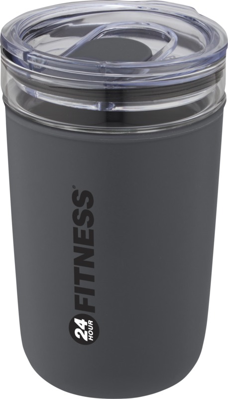 Glass Tumbler with Recycled Plastic Outer Wall - Heather Green Ice Blue Black Grey White  - Express Range, Travel Cups