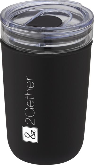 Glass Tumbler with Recycled Plastic Outer Wall - Heather Green Ice Blue Black Grey White  - Express Range, Travel Cups