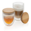 Double wall borosilicate glass with bamboo lid 250ml 2pc set - Mugs