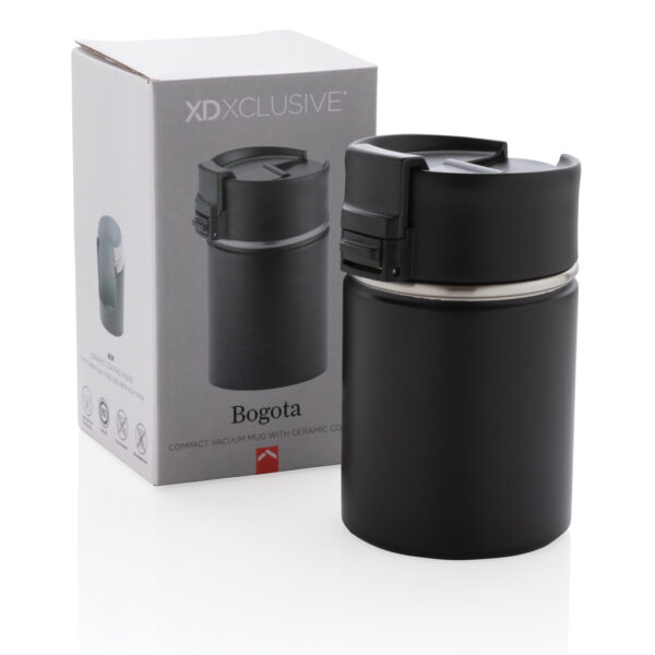 Bogota compact vacuum mug with ceramic coating - Black