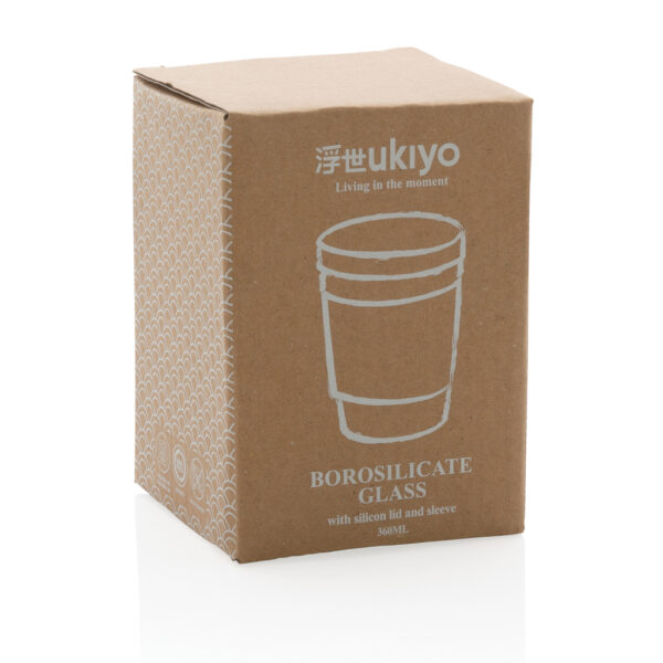 Ukiyo borosilicate glass with silicone lid and sleeve - Black