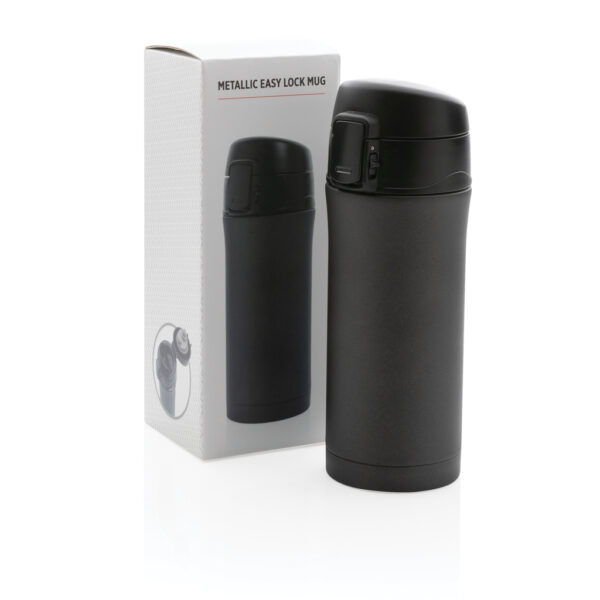 Metallic easy lock vacuum mug - Black