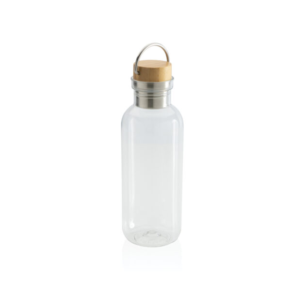 RCS RPET bottle with bamboo lid and handle - Transparent