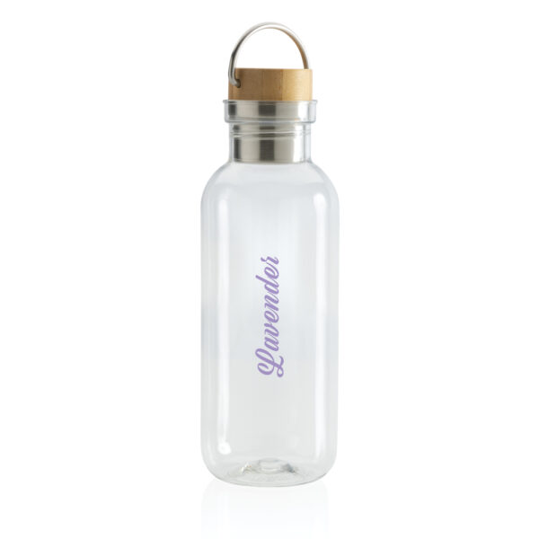 RCS RPET bottle with bamboo lid and handle - Transparent