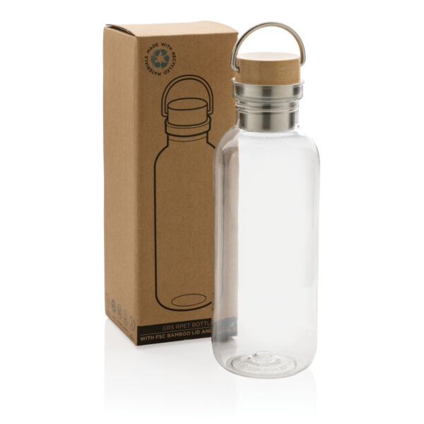 RCS RPET bottle with bamboo lid and handle - Transparent