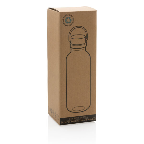 RCS RPET bottle with bamboo lid and handle - Transparent