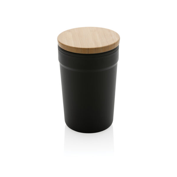 GRS certified recycled PP mug with bamboo lid - Black