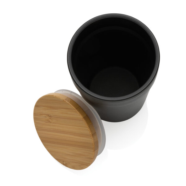 GRS certified recycled PP mug with bamboo lid - Black