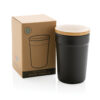 GRS certified recycled PP mug with bamboo lid - Black