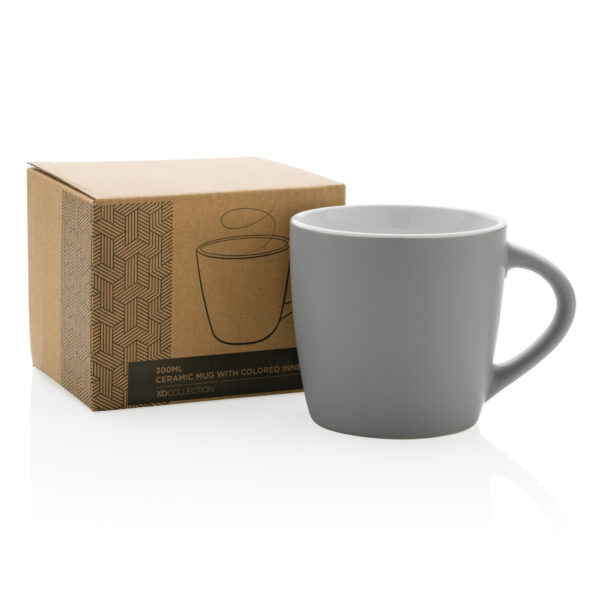 Ceramic mug with coloured inner 300ml - Grey