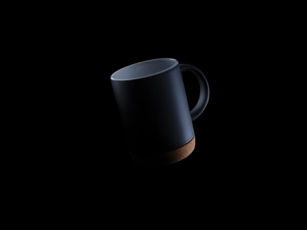 Ceramic mug with cork base 280ml - Black