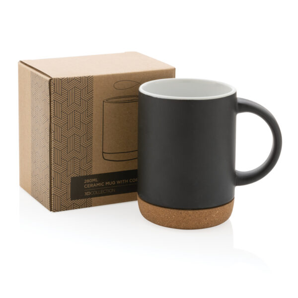 Ceramic mug with cork base 280ml - Black