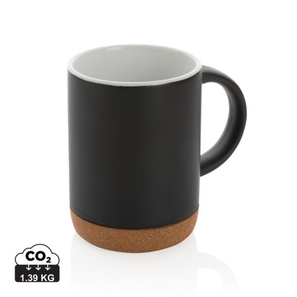 Ceramic mug with cork base 280ml - Black