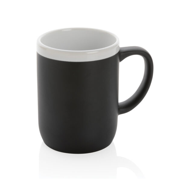 Ceramic mug with white rim 300ml - Black